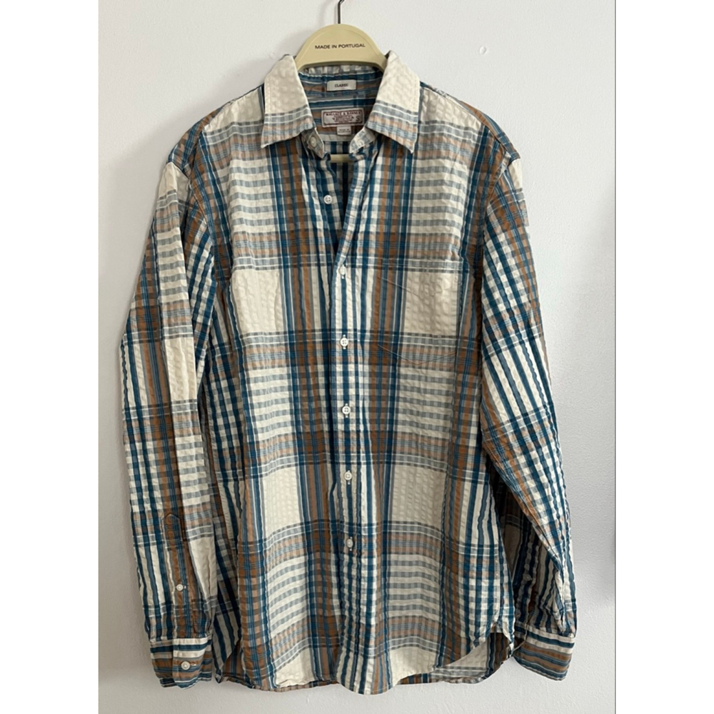 Wallace & Barnes J. Crew seersucker button down shirt S